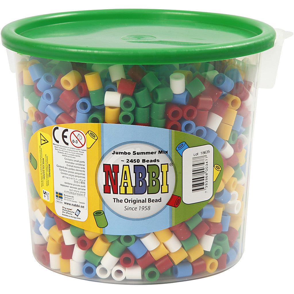 Strijkkralen, afm 10x10 mm, gatgrootte 5,5 mm, JUMBO, standaardkleuren, 2450 div/ 1 doos [HOB-753513]