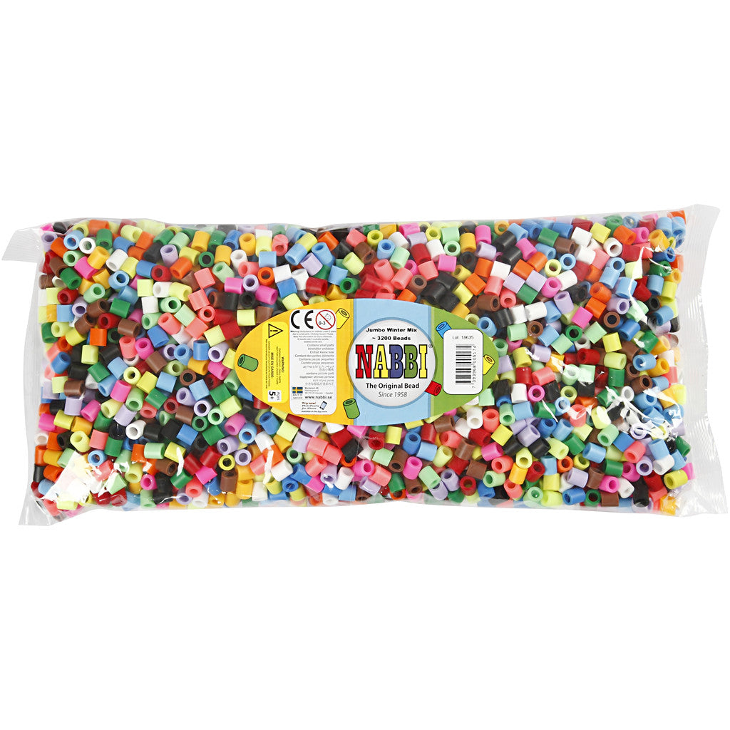 Strijkkralen, afm 10x10 mm, gatgrootte 5,5 mm, JUMBO, extra kleuren, 3200 div/ 1 doos [HOB-753541]