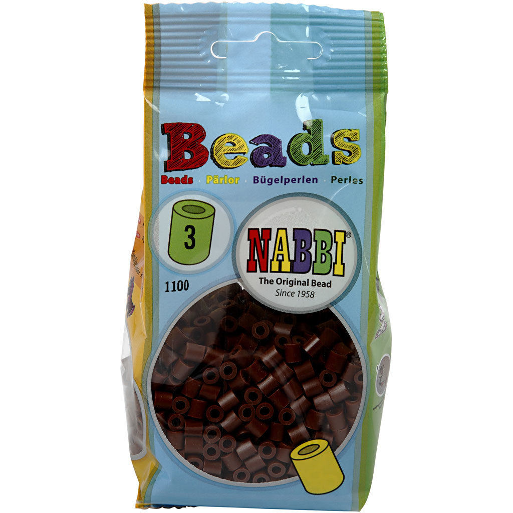 Foto kralen, afm 5x5 mm, gatgrootte 2,5 mm, medium, bruin (3), 1100 stuk/ 1 doos [HOB-755030]