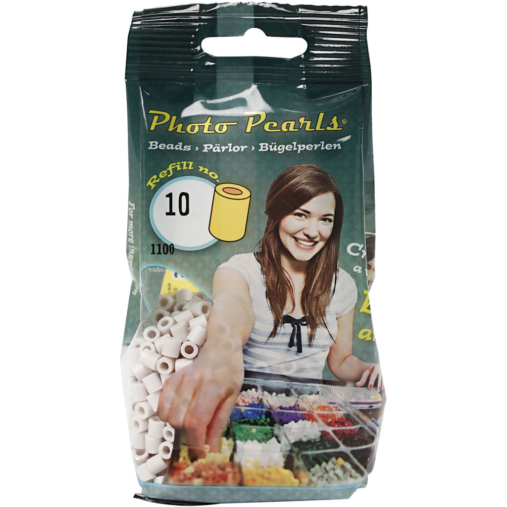 Foto kralen, afm 5x5 mm, gatgrootte 2,5 mm, medium, lichtgrijs (10), 1100 stuk/ 1 doos [HOB-755100]