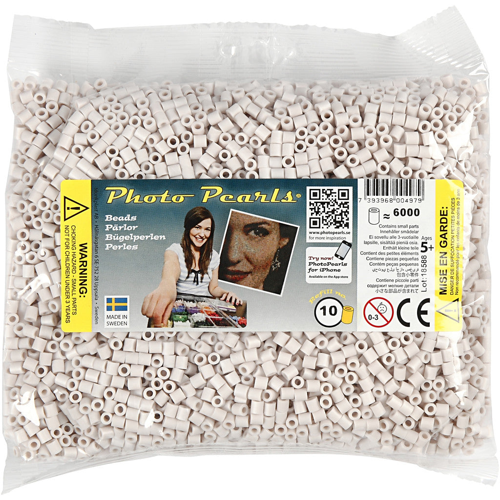 Foto kralen, afm 5x5 mm, gatgrootte 2,5 mm, medium, lichtgrijs (10), 6000 stuk/ 1 doos [HOB-75510]