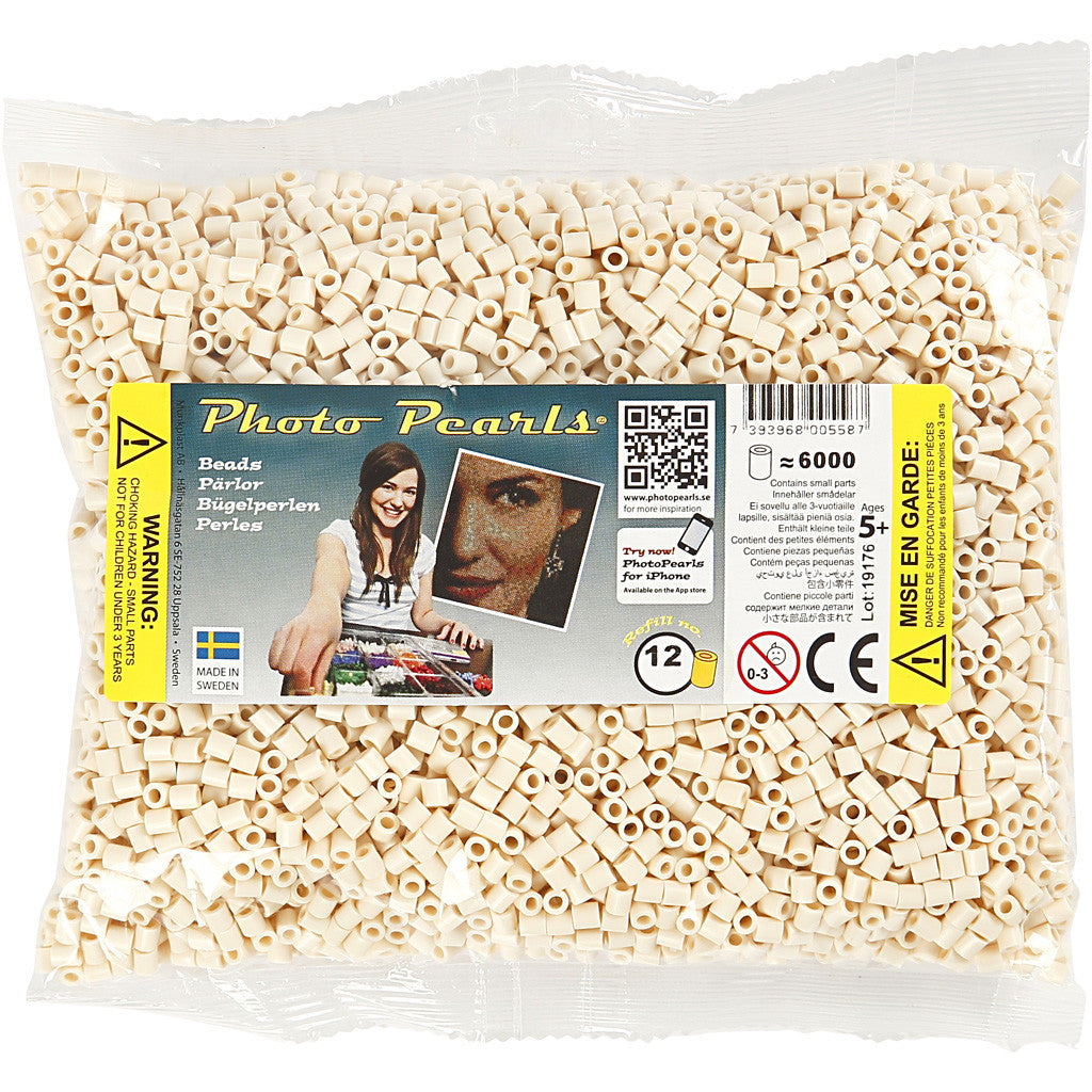 Foto kralen, afm 5x5 mm, gatgrootte 2,5 mm, medium, lichtbeige (12), 6000 stuk/ 1 doos [HOB-75512]