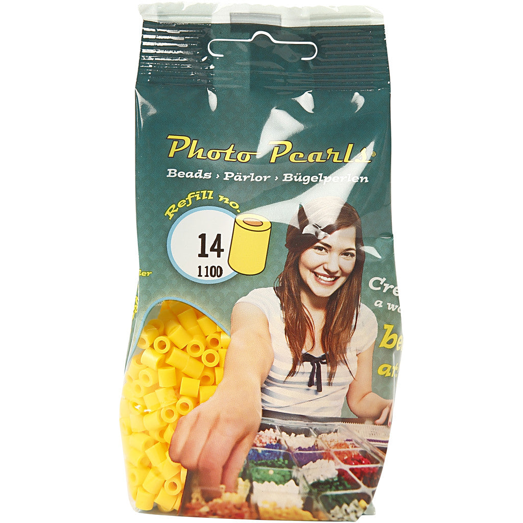 Foto kralen, afm 5x5 mm, gatgrootte 2,5 mm, medium, geel (14), 1100 stuk/ 1 doos [HOB-755140]