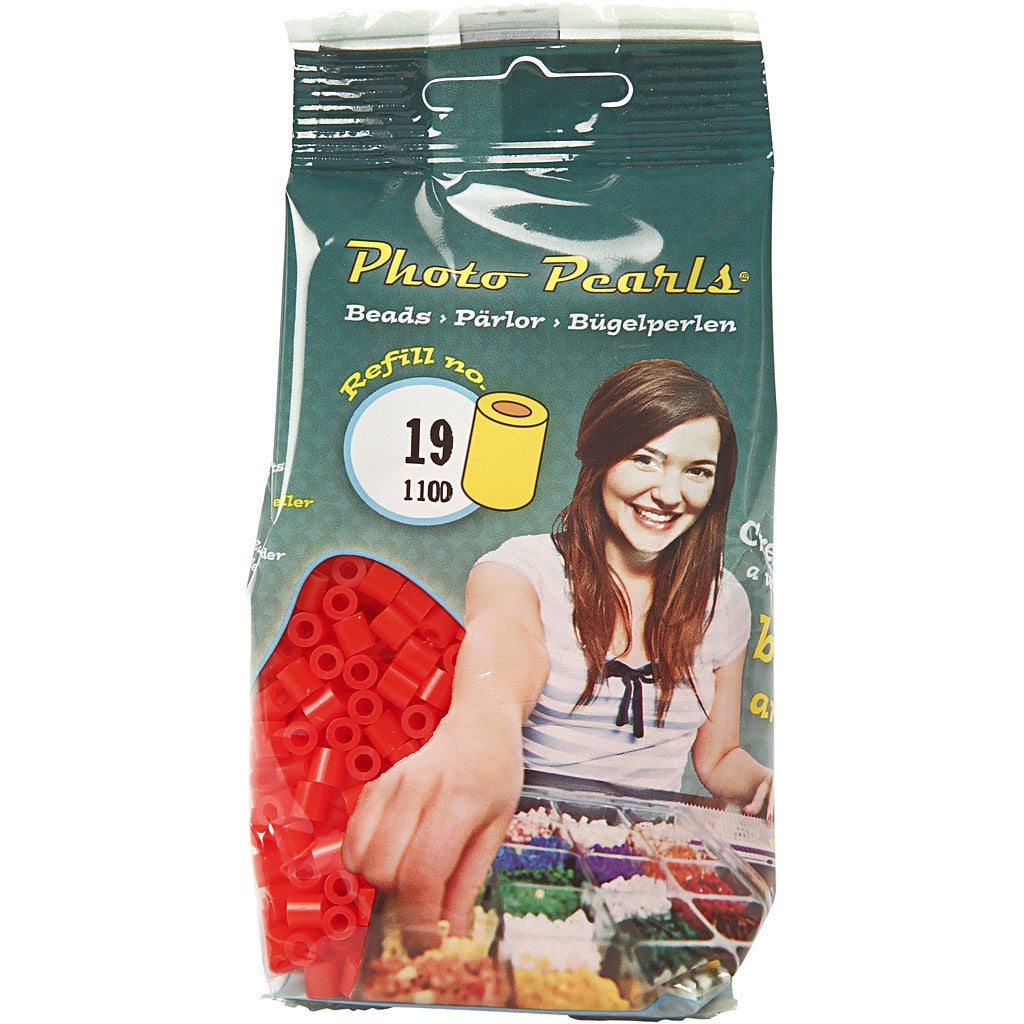 Foto kralen, afm 5x5 mm, gatgrootte 2,5 mm, medium, rood (19), 1100 stuk/ 1 doos [HOB-755190]