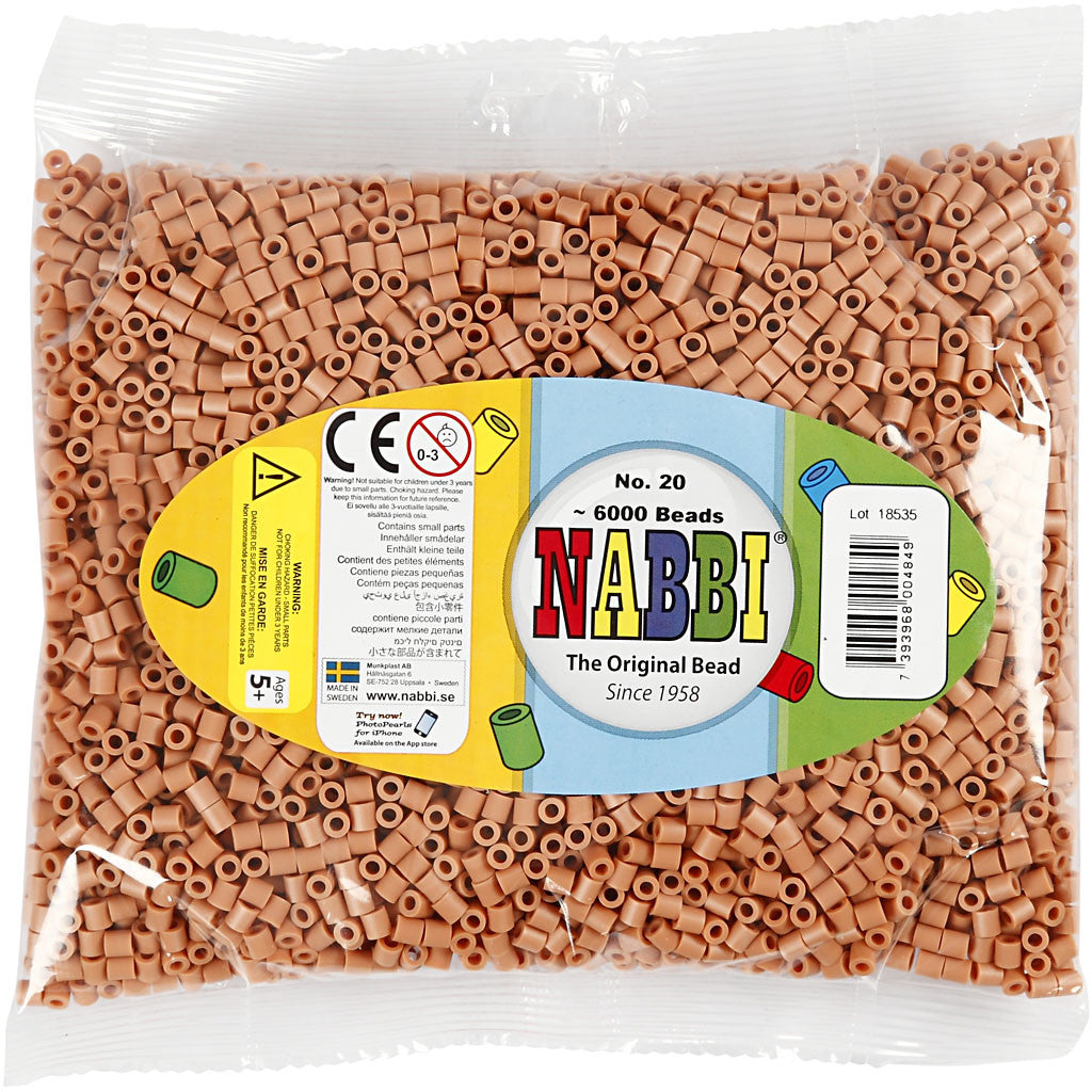 Foto kralen, afm 5x5 mm, gatgrootte 2,5 mm, medium, lichtbruin (20), 6000 stuk/ 1 doos [HOB-75520]