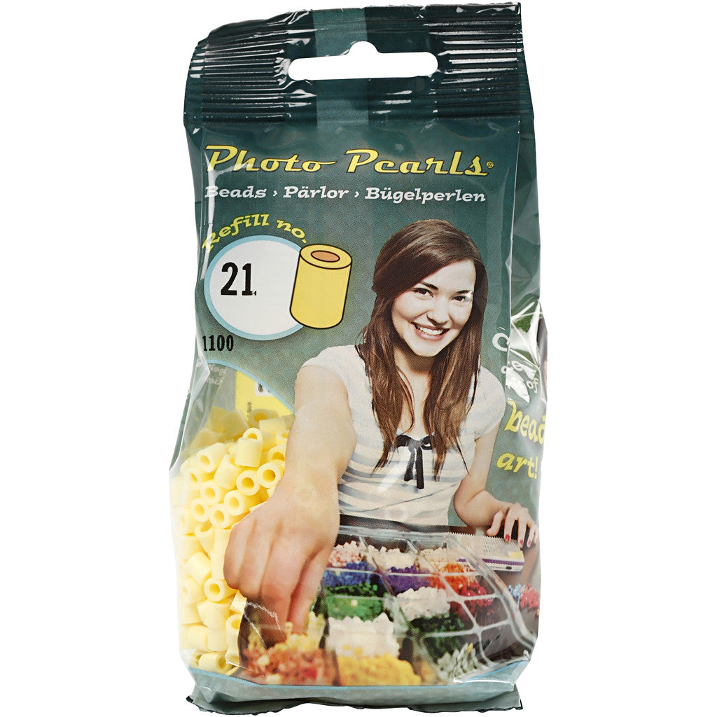 Foto kralen, afm 5x5 mm, gatgrootte 2,5 mm, medium, lichtgeel (21), 1100 stuk/ 1 doos [HOB-755210]