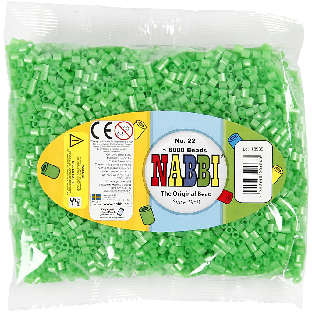 Foto kralen, afm 5x5 mm, gatgrootte 2,5 mm, medium, groen parelmoer (22), 6000 stuk/ 1 doos [HOB-75522]