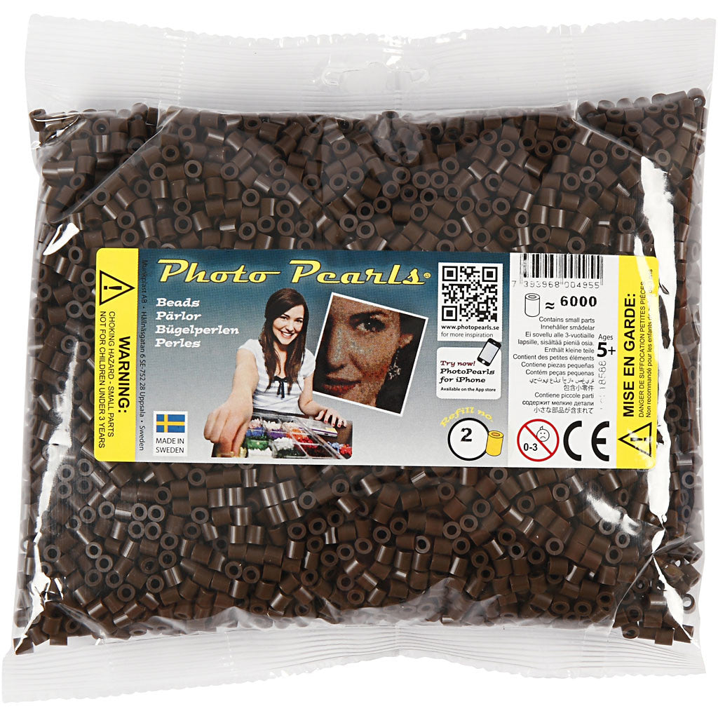Foto kralen, afm 5x5 mm, gatgrootte 2,5 mm, medium, donkelbruin (2), 6000 stuk/ 1 doos [HOB-75552]