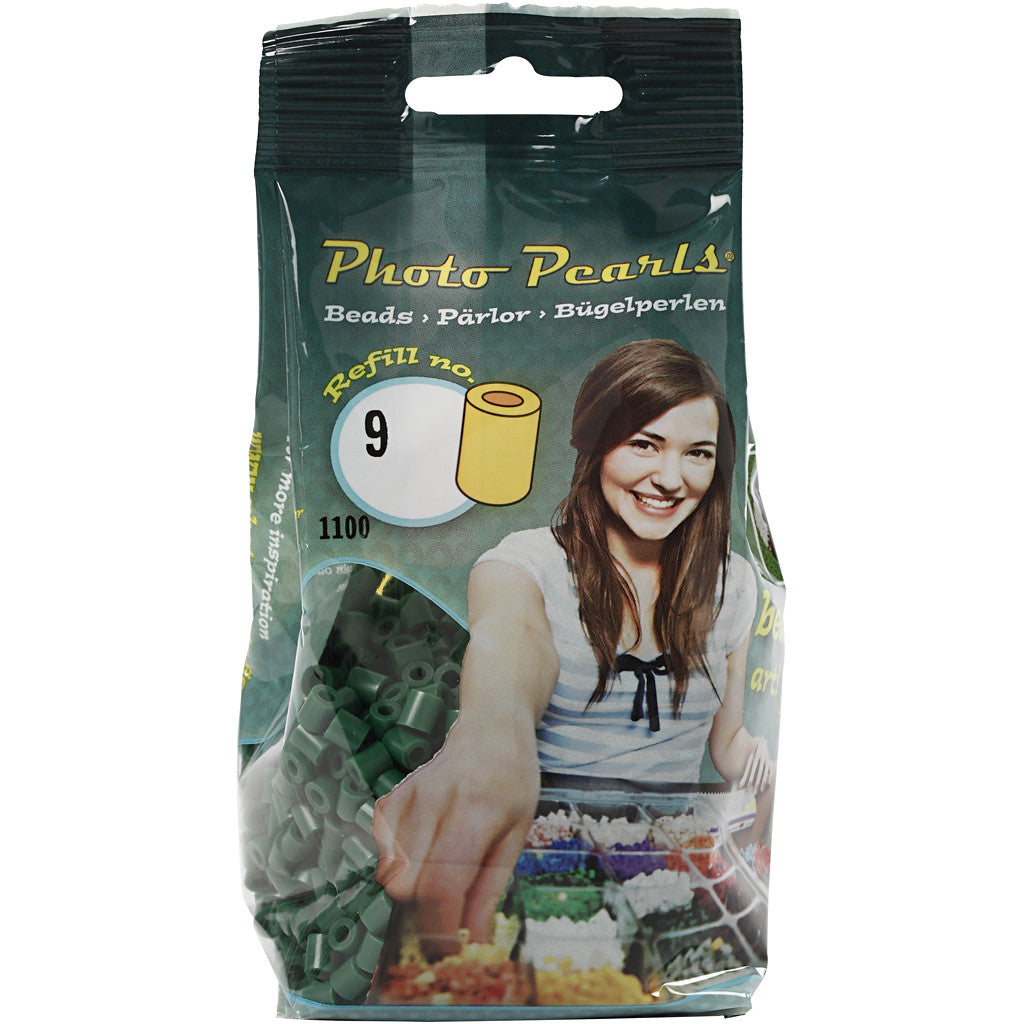 Foto kralen, afm 5x5 mm, gatgrootte 2,5 mm, medium, donkelgroen (9), 1100 stuk/ 1 doos [HOB-755590]