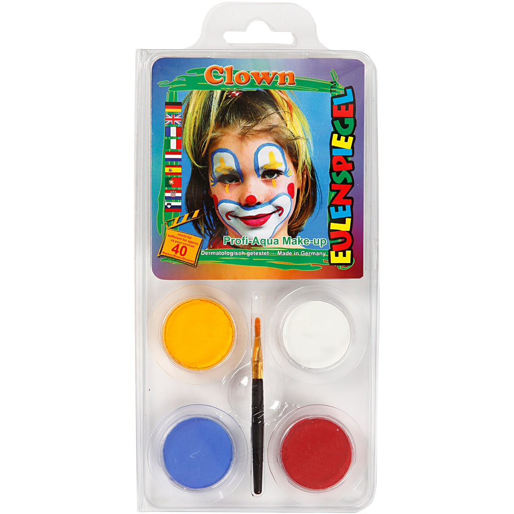 Eulenspiegel Face Paint - Motif Set, clown, assorted colours