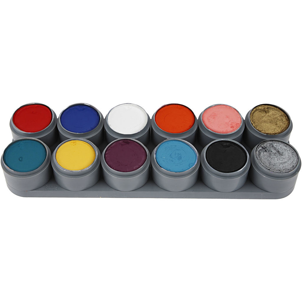 Grimas Schmink - Schminkpalet, diverse kleuren, 12x15 ml/ 1 stuk [HOB-77003]