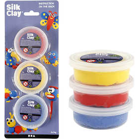 Silk Clay®, blauw, rood, geel, 3x14 gr/ 1 doos [HOB-78149]