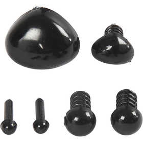 Ogen en snuiten voor modellering, d 3+6 mm, afm 8x6+14x11 mm, zwart, 20 set/ 1 doos [HOB-78281]