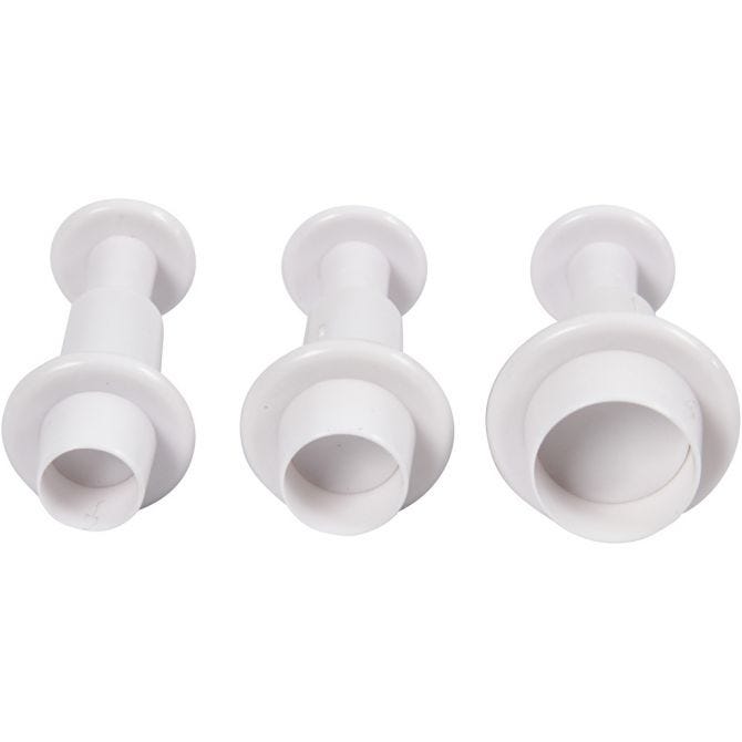 Uitsteekvormen met stempel, cirkel, d 1,1+1,3+1,7 cm, wit, 3 stuk/ 1 doos [HOB-782876]