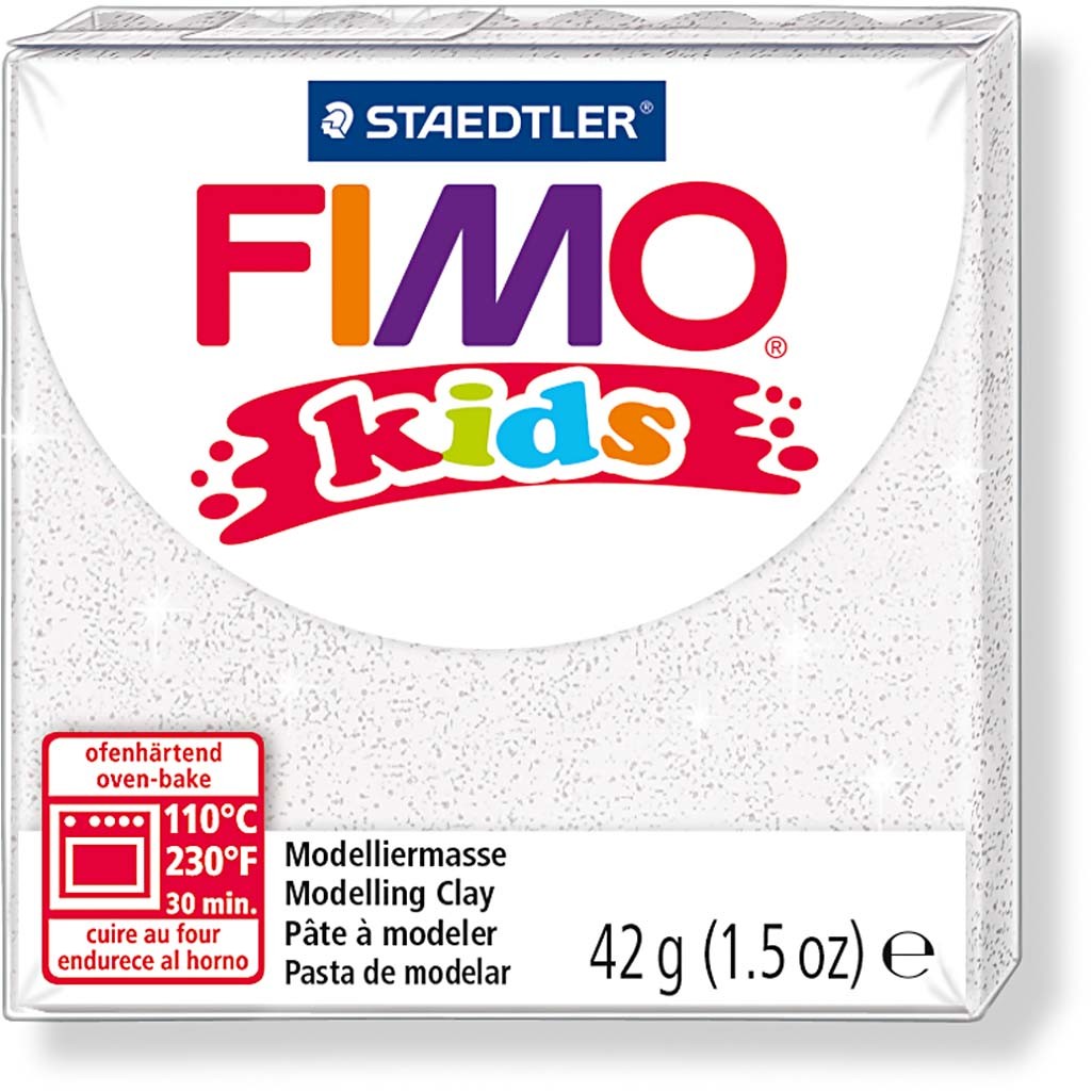 FIMO® Kids Boetseerklei, glitter, wit, 42 gr/ 1 doos [HOB-78534]
