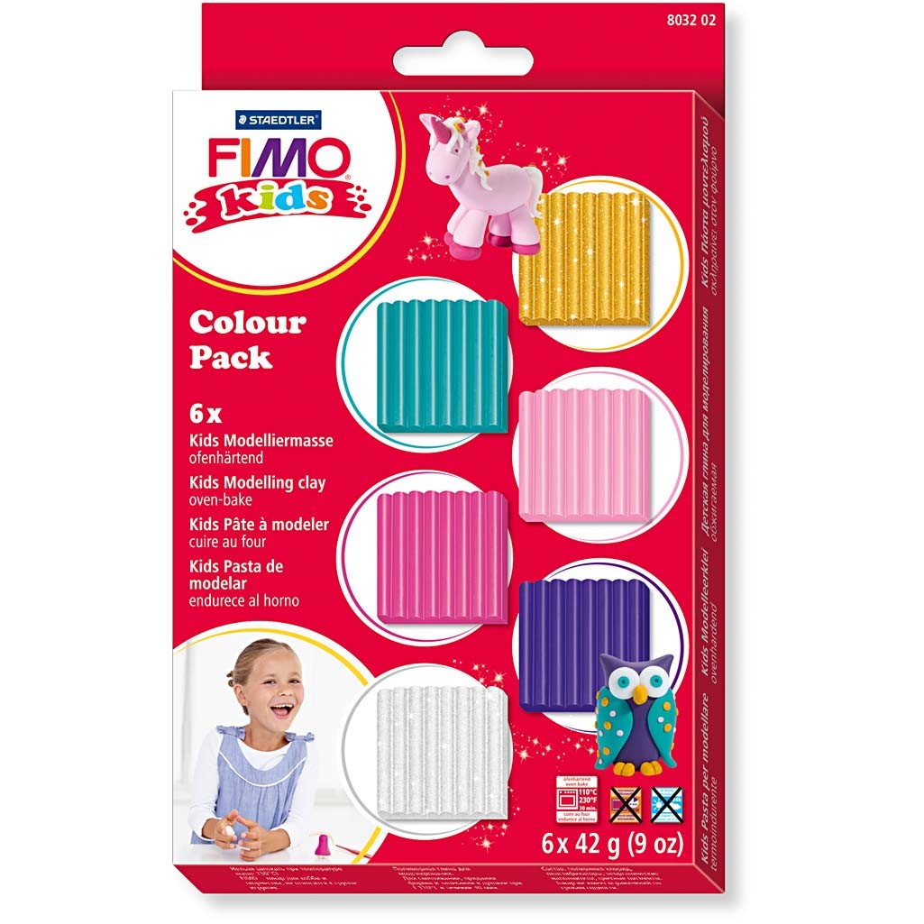 FIMO® Kids Boetseerklei, extra kleuren, 6x42 gr/ 1 doos [HOB-78537]