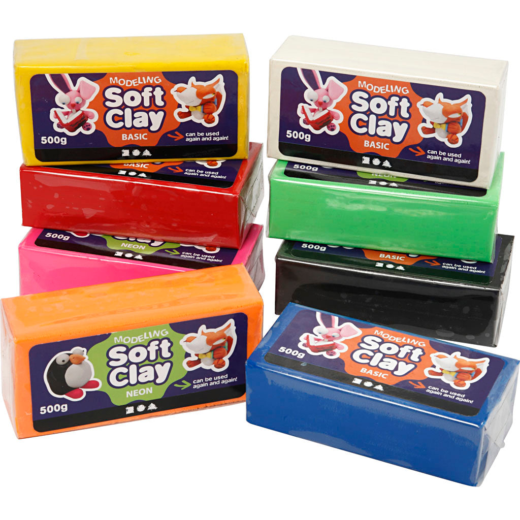 Modelling Clay, assorted colours, 8x500 g