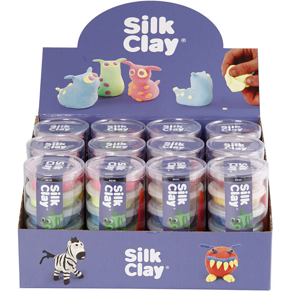Silk Clay®, neon kleuren, standaardkleuren, 12 set/ 1 doos [HOB-78721]