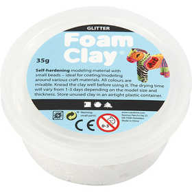 Foam Clay®, glitter, wit, 35 gr/ 1 Doosje [HOB-78813]