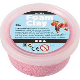 Foam Clay®, glitter, lichtrood, 35 gr/ 1 Doosje [HOB-78862]