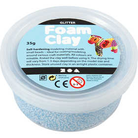 Foam Clay®, glitter, lichtblauw, 35 gr/ 1 Doosje [HOB-78865]