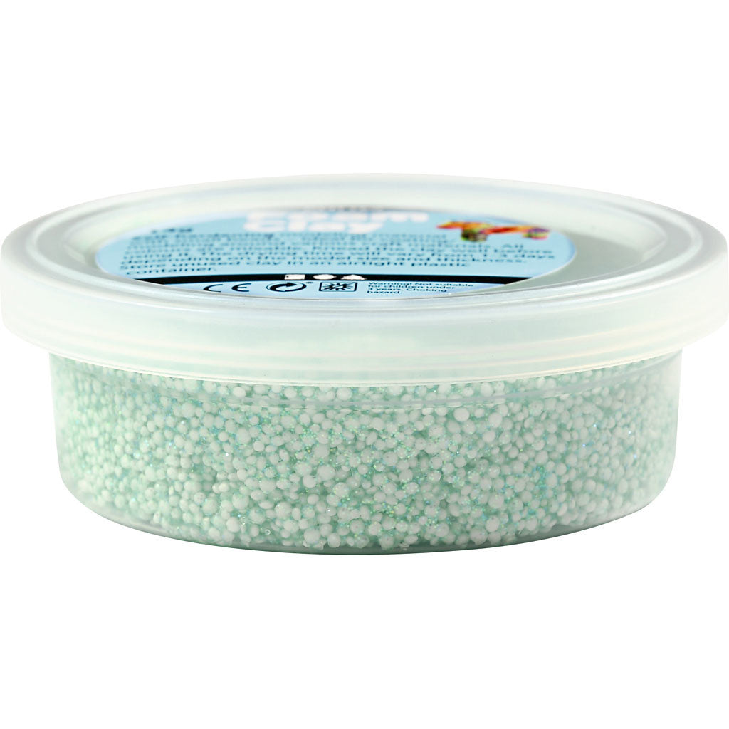 Foam Clay®, glitter, lichtgroen, 35 gr/ 1 Doosje [HOB-78866]