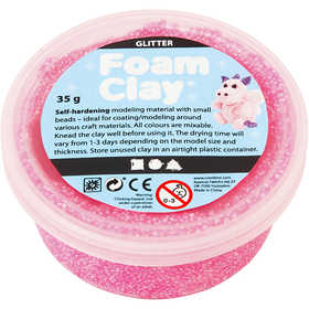 Foam Clay®, glitter, roze, 35 gr/ 1 Doosje [HOB-788820]