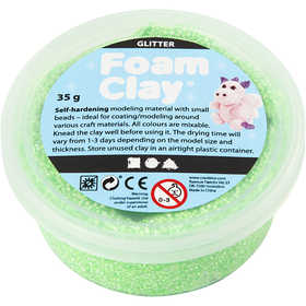 Foam Clay®, glitter, groen, 35 gr/ 1 Doosje [HOB-788830]