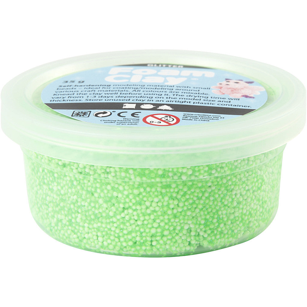 Foam Clay®, glitter, groen, 35 gr/ 1 Doosje [HOB-788830]