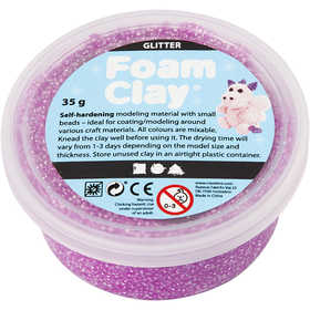 Foam Clay®, glitter, paars, 35 gr/ 1 Doosje [HOB-788840]
