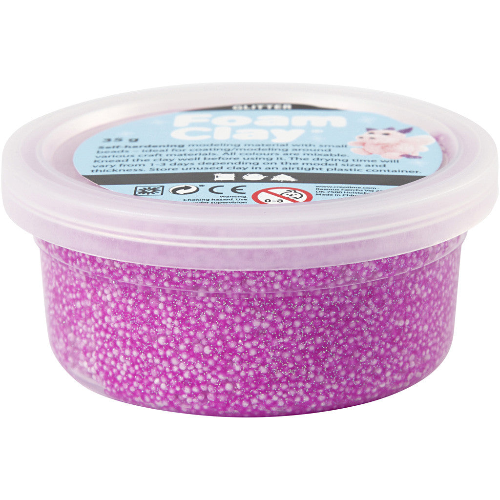 Foam Clay®, glitter, paars, 35 gr/ 1 Doosje [HOB-788840]