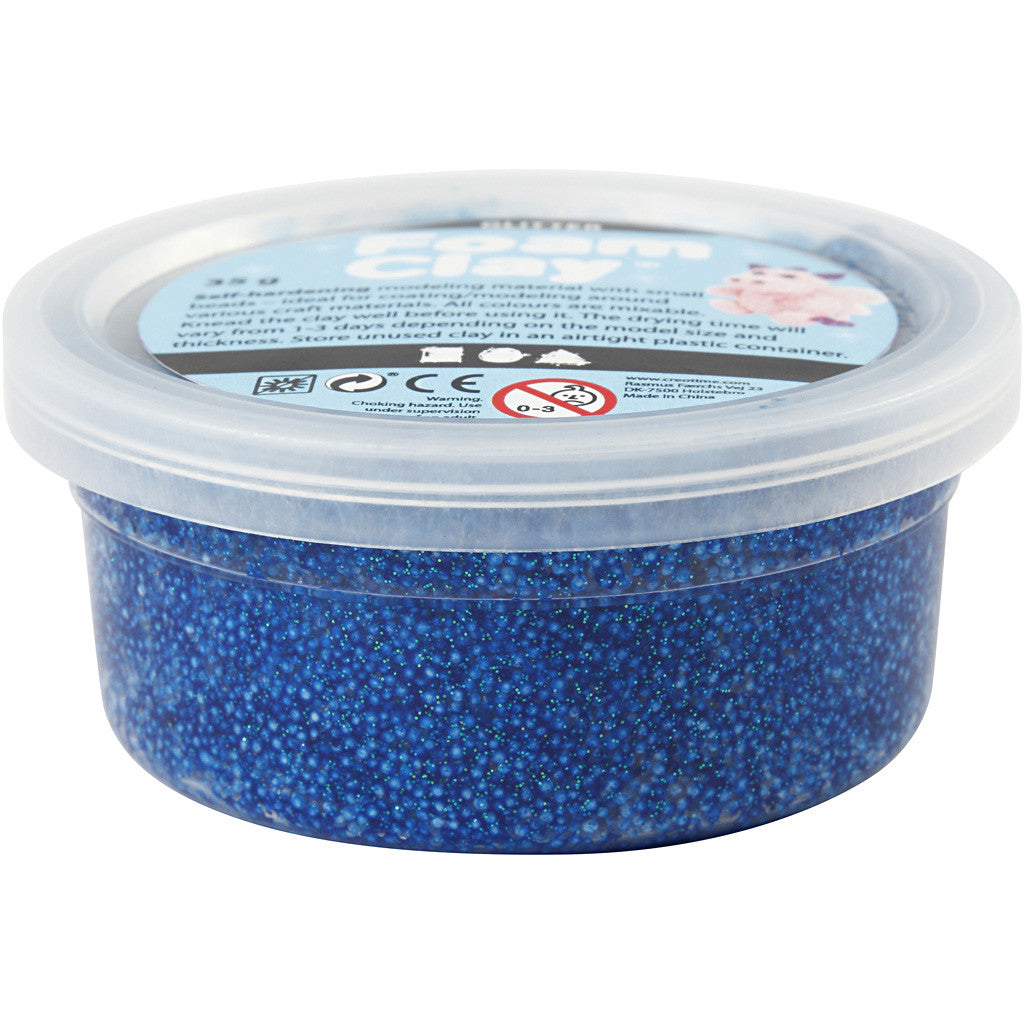 Foam Clay®, glitter, blauw, 35 gr/ 1 Doosje [HOB-788850]