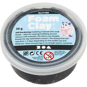 Foam Clay®, zwart glitter, 35 gr/ 1 Doosje [HOB-788860]