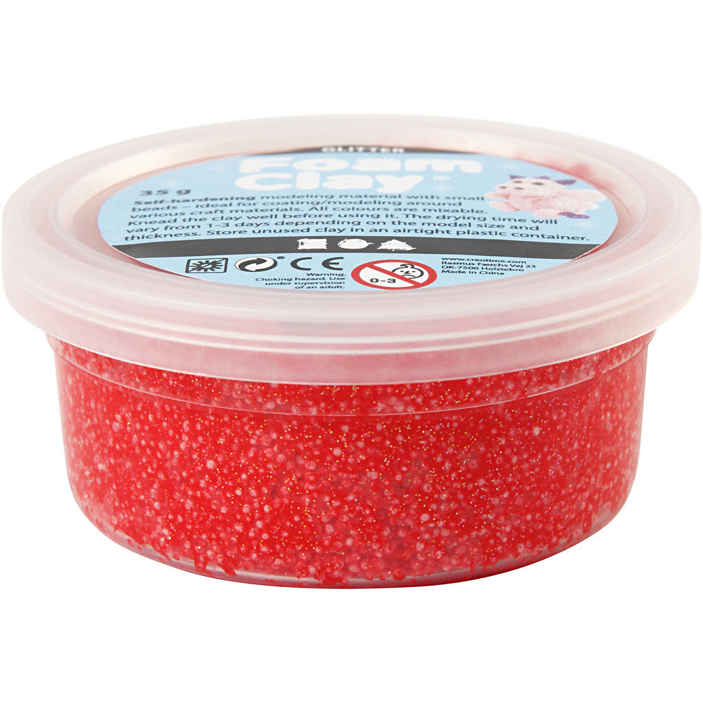 Foam Clay®, glitter, rood, 35 gr/ 1 Doosje [HOB-788870]