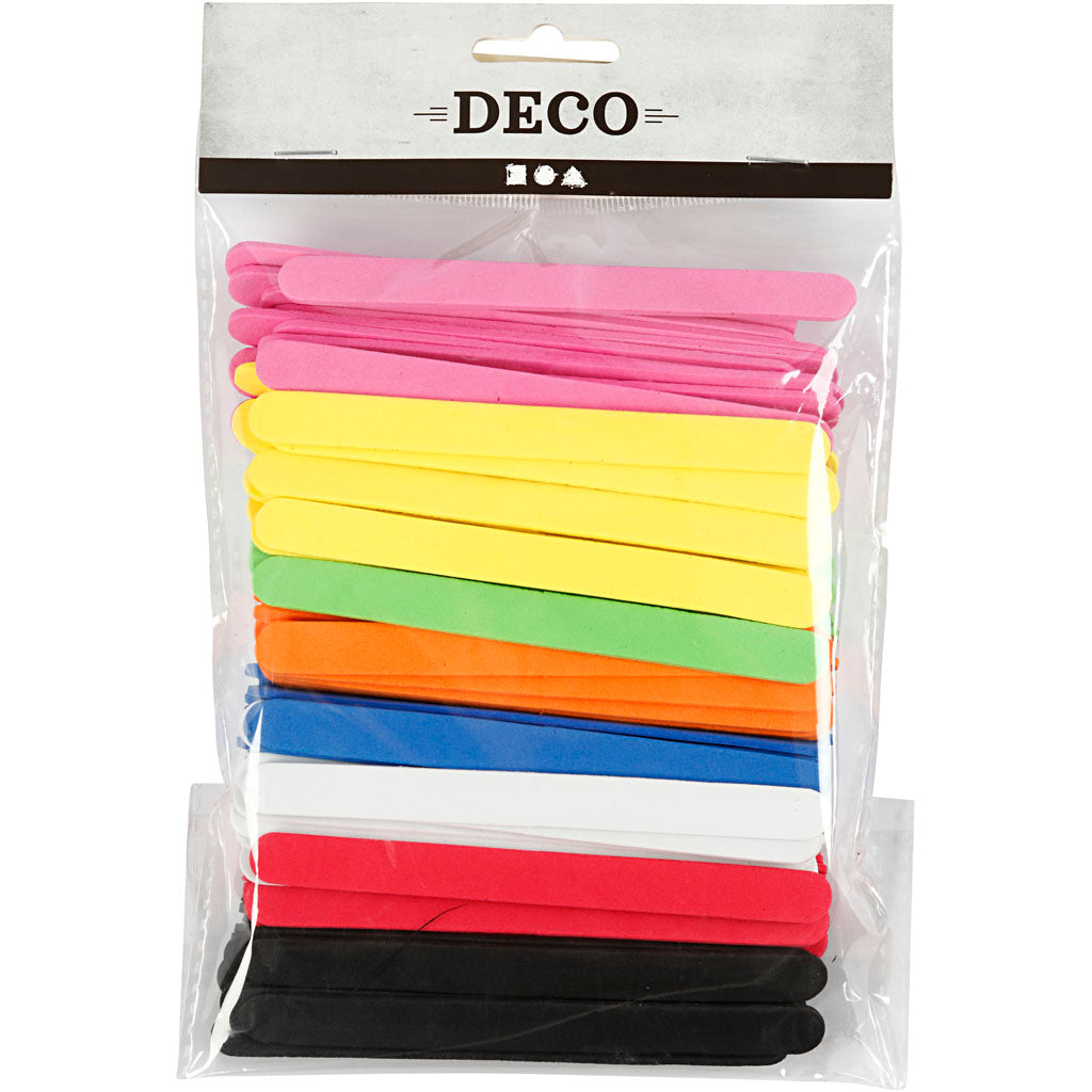 EVA Foam Ijsstokjes, L: 11,5 cm, B: 1 cm, dikte 2 mm, diverse kleuren, 120 stuk/ 1 doos [HOB-790590]