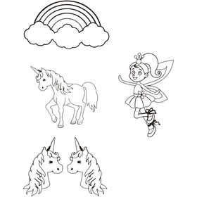 Vellen krimpfolie met motieven, unicorn, vel 10,5x14,5 cm, dikte 0,3 mm, mat transparant, 4 vel/ 1 doos [HOB-790711]