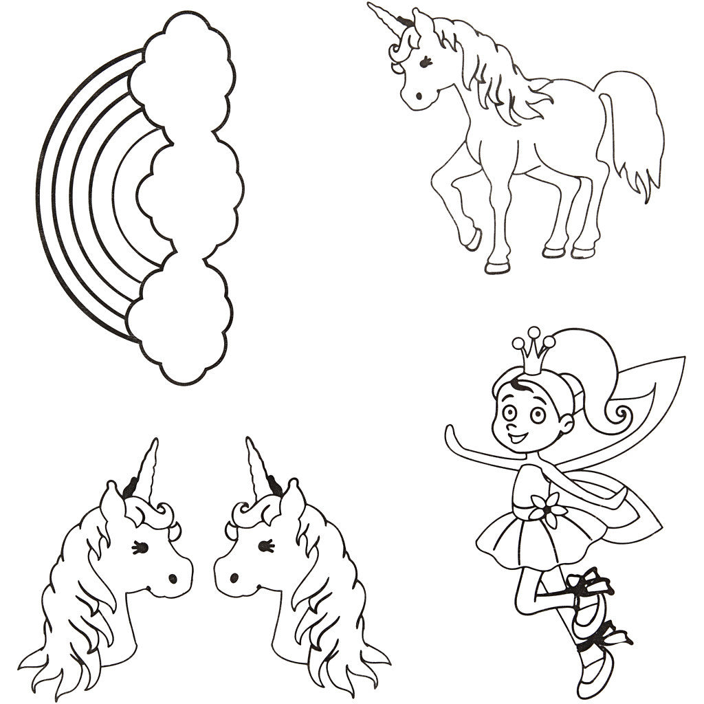 Vellen krimpfolie met motieven, unicorn, vel 10,5x14,5 cm, dikte 0,3 mm, mat transparant, 4 vel/ 1 doos [HOB-790711]