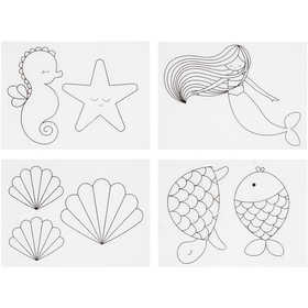 Vellen krimpfolie met motieven, zeemeermin, vel 10,5x14,5 cm, dikte 0,3 mm, mat transparant, 4 vel/ 1 doos [HOB-790712]