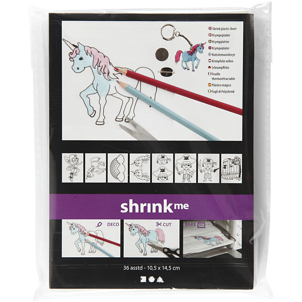 Vellen krimpfolie met motieven, vel 10,5x14,5 cm, dikte 0,3 mm, 36 vel/ 1 doos [HOB-79072]