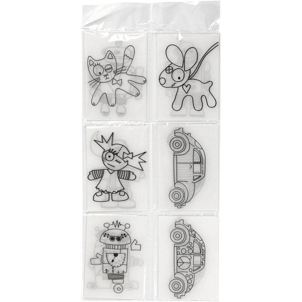 Vellen krimpfolie met motieven, vel 10,5x14,5 cm, dikte 0,3 mm, mat transparant, 36 vel/ 1 doos [HOB-79077]