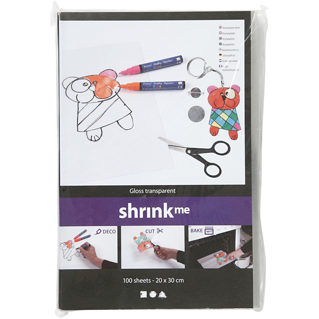 Vellen krimpfolie, vel 20x30 cm, dikte 0,3 mm, transparant glans, 100 vel/ 1 doos [HOB-79087]