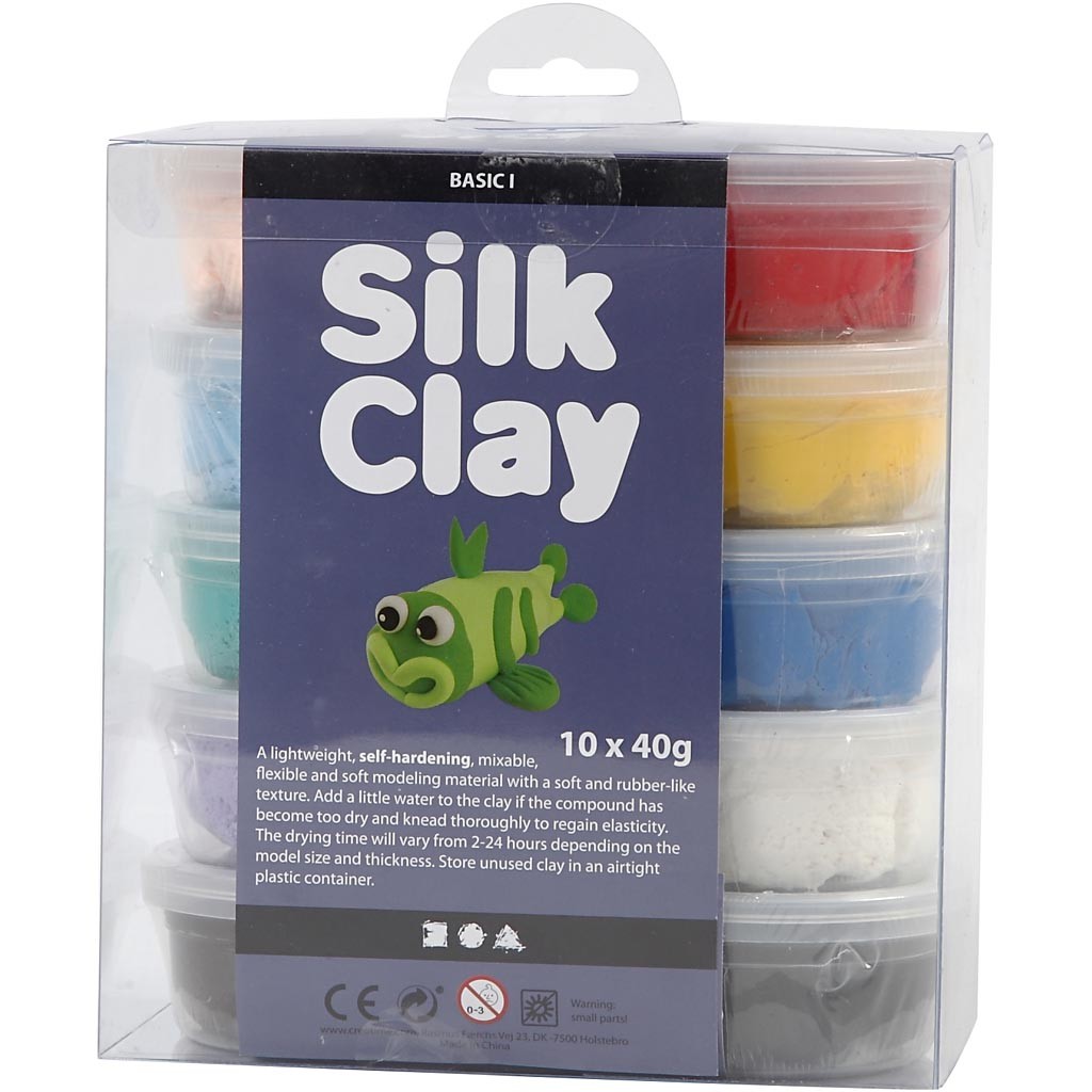 Silk Clay®, Basic 1, diverse kleuren, 10x40 gr/ 1 doos [HOB-79143]