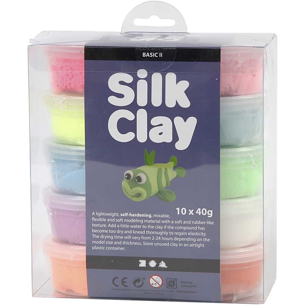 Silk Clay®, Basic 2, diverse kleuren, 10x40 gr/ 1 doos [HOB-79146]