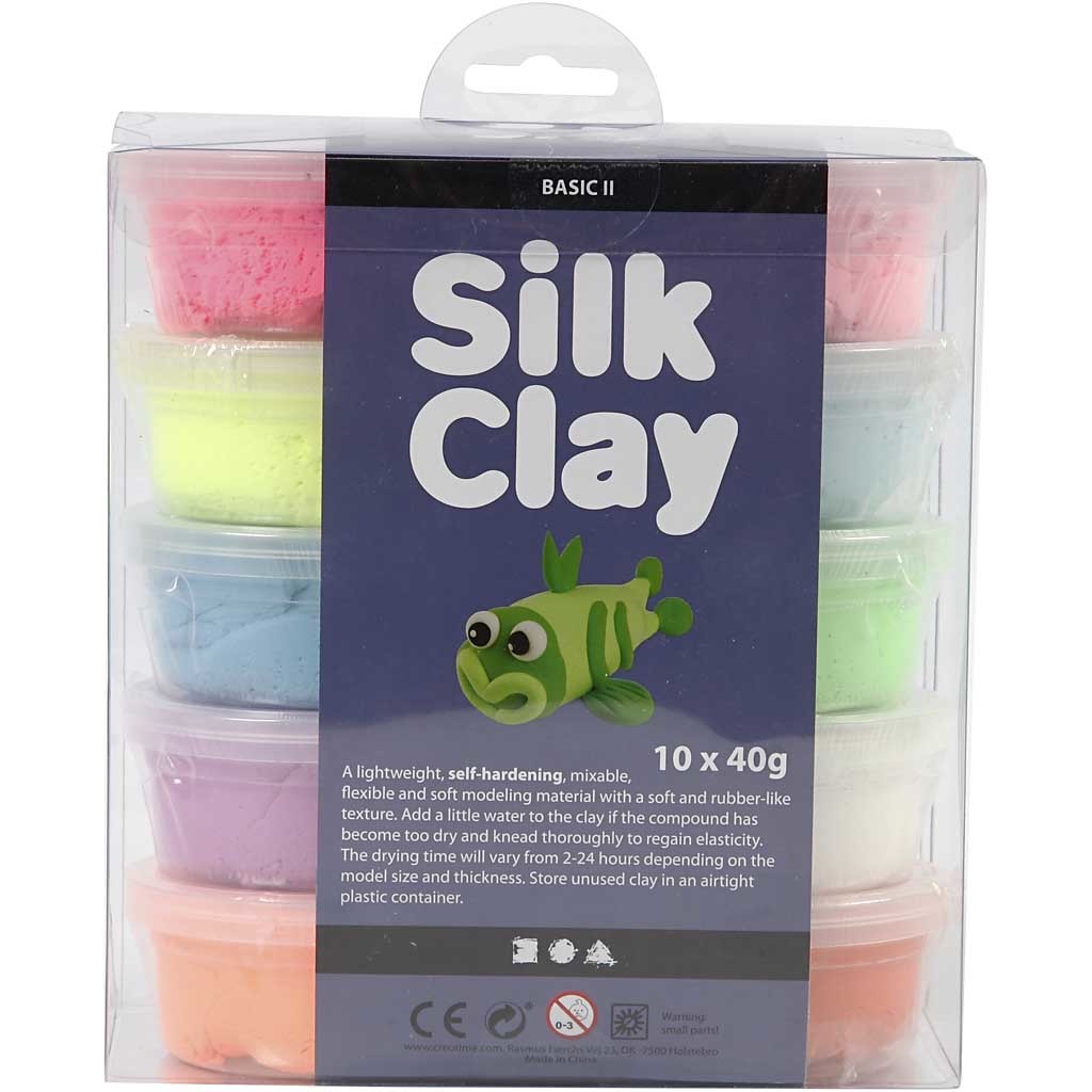 Silk Clay®, Basic 2, diverse kleuren, 10x40 gr/ 1 doos [HOB-79146]