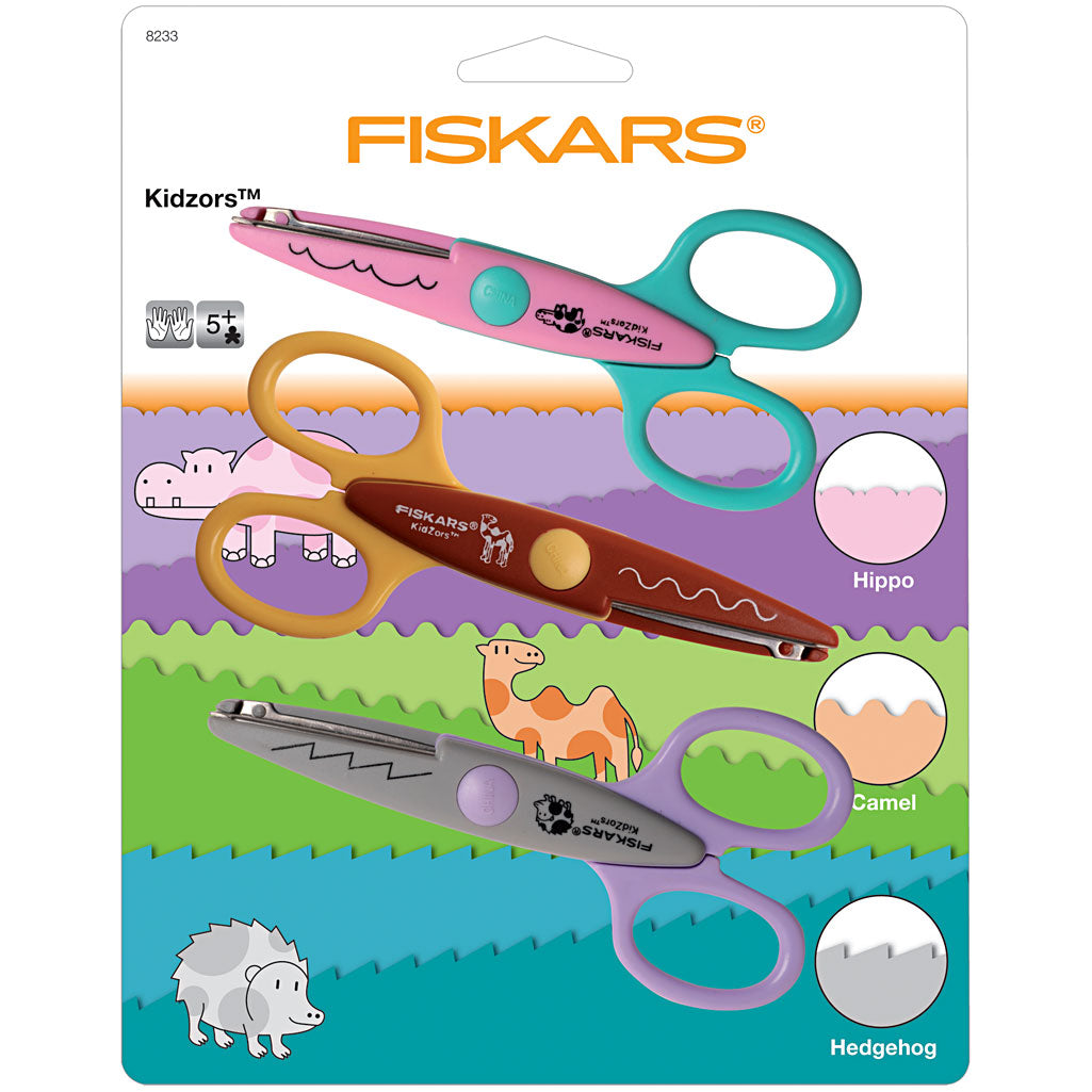 Fiskars Kidzors Kartelscharen, nijlpaard, kameel & egel, 3 stuk/ 1 doos [HOB-8233]