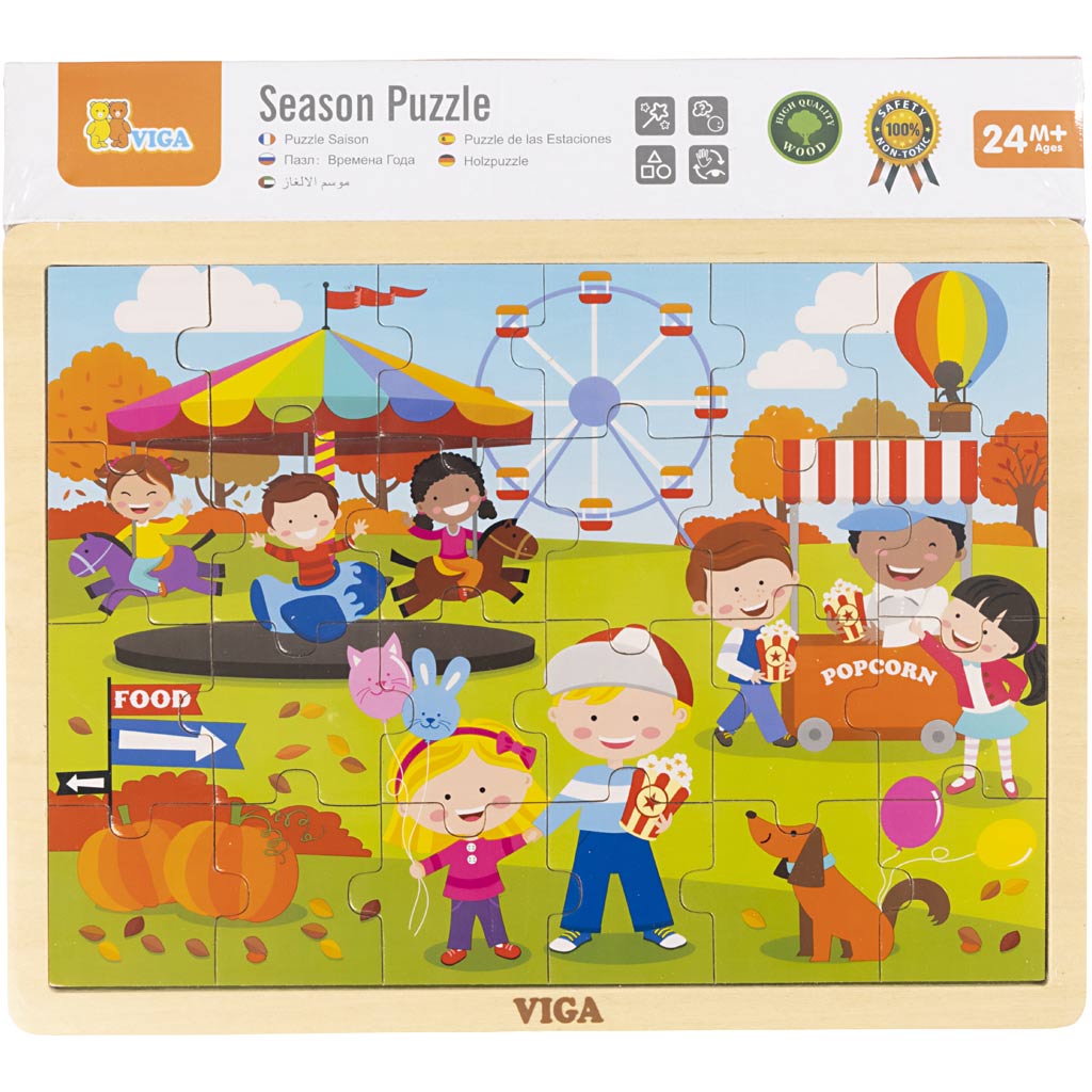 VIGA seizoenen VIGA houten puzzel, de seizoenen, herfst, afm 30x22,5 cm, 24 delen, 1 stuk [HOB-901167]