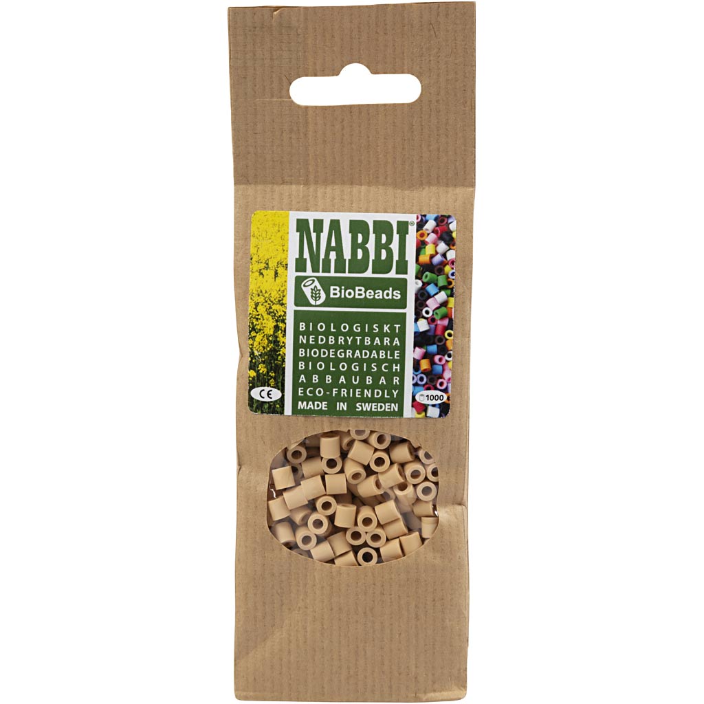 BioBeads van NABBI, afm 5x5 mm, gatgrootte 2.5 mm, medium, crème, 1000 stuk/ 1 doos [HOB-9067643]