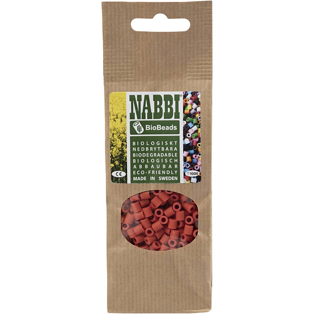BioBeads van NABBI, afm 5x5 mm, gatgrootte 2,5 mm, medium, lichtrood, 1000 stuk/ 1 doos [HOB-9067646]