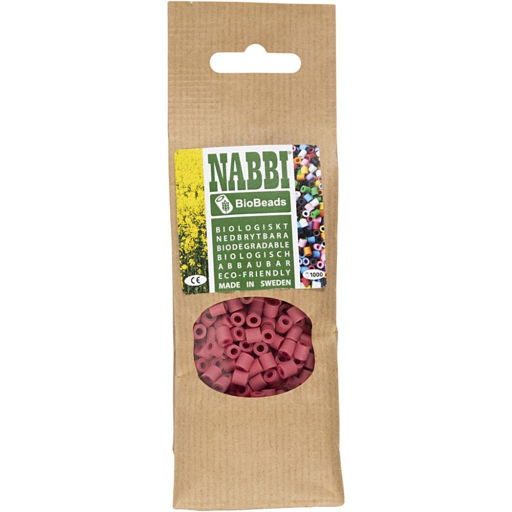 BioBeads van NABBI, afm 5x5 mm, gatgrootte 2.5 mm, medium, rood, 1000 stuk/ 1 doos [HOB-9067770]