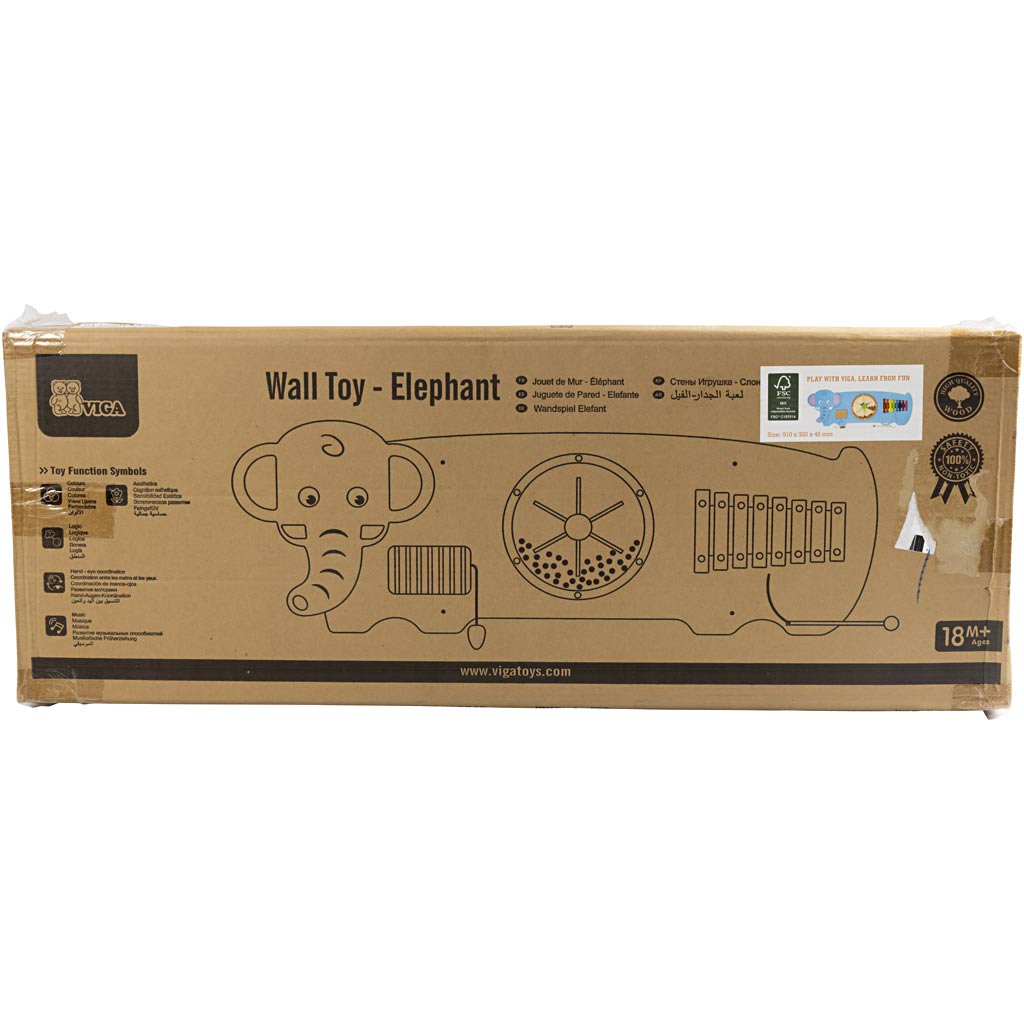 VIGA houten activiteitenbord met olifant, afm 91x32x4,6 cm, 1 stuk [HOB-907660]